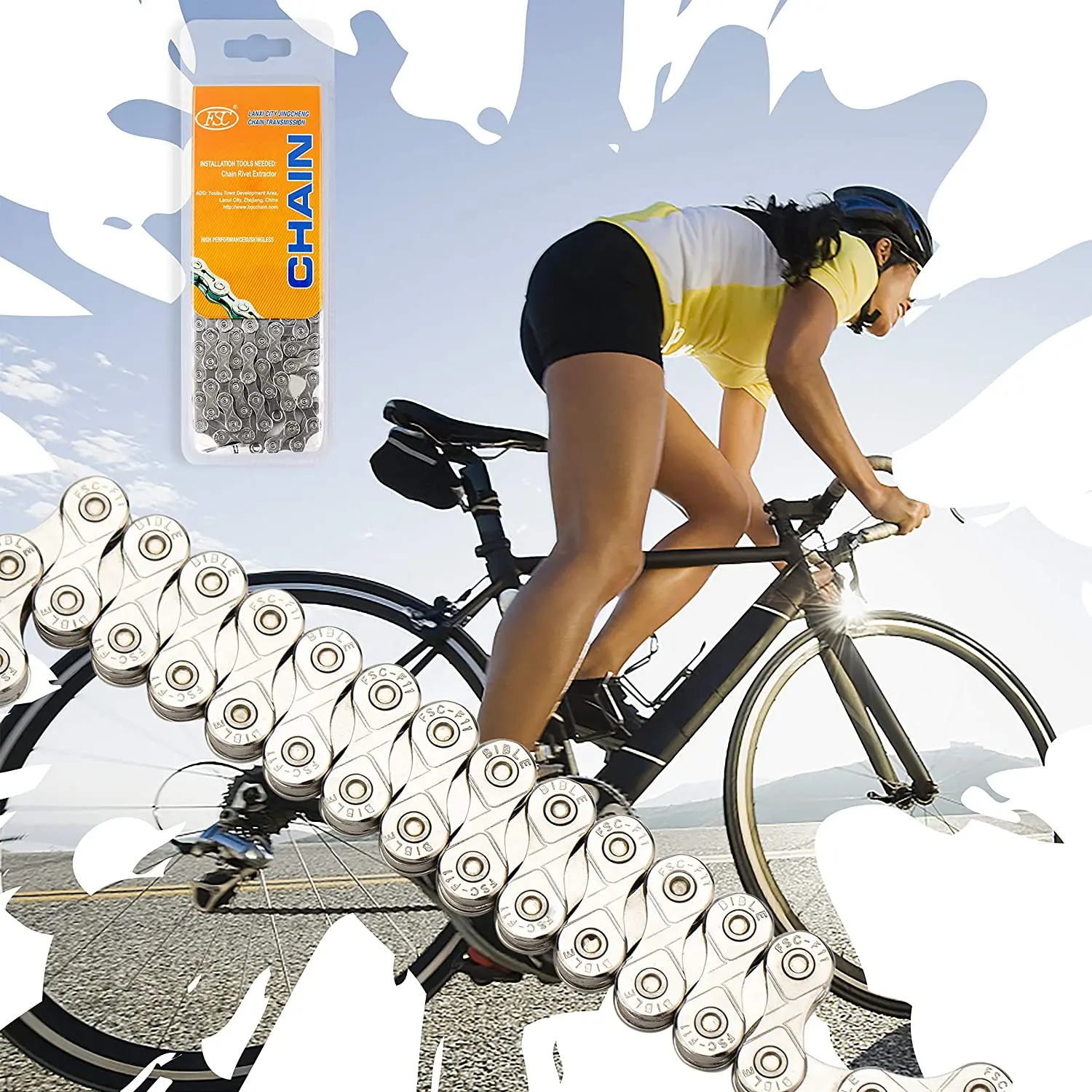 

FSC Bike Chains MTB Mountain Road Bike Chians 11 Speed Bicycle Chain 116 Links Silver