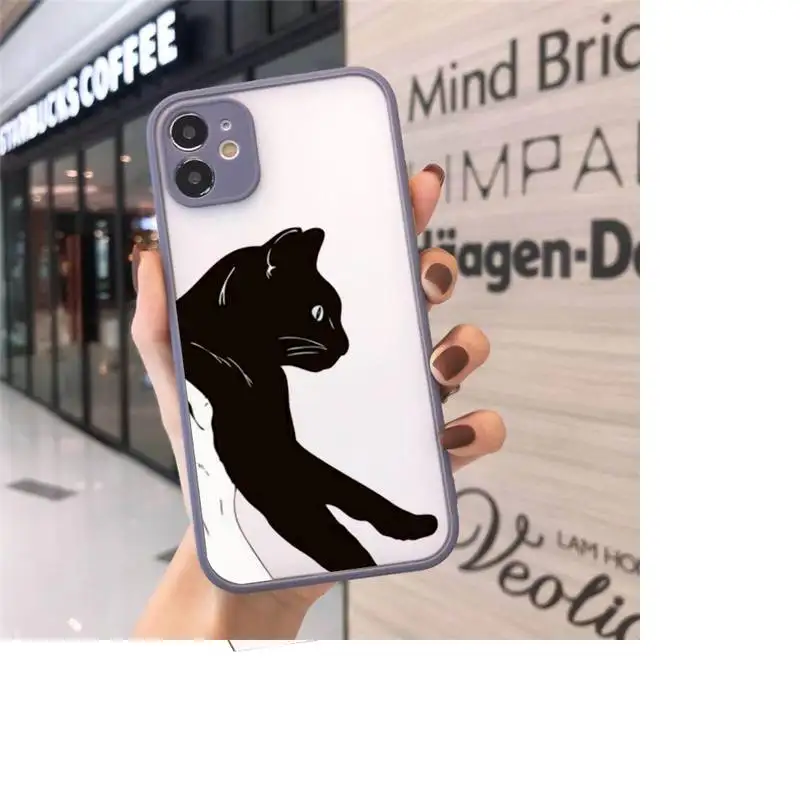 

Cat cute cartoon animal luxury shell Phone Cases funda matte transparent For iphone 7 8 11 12 plus mini x xs xr pro max cover