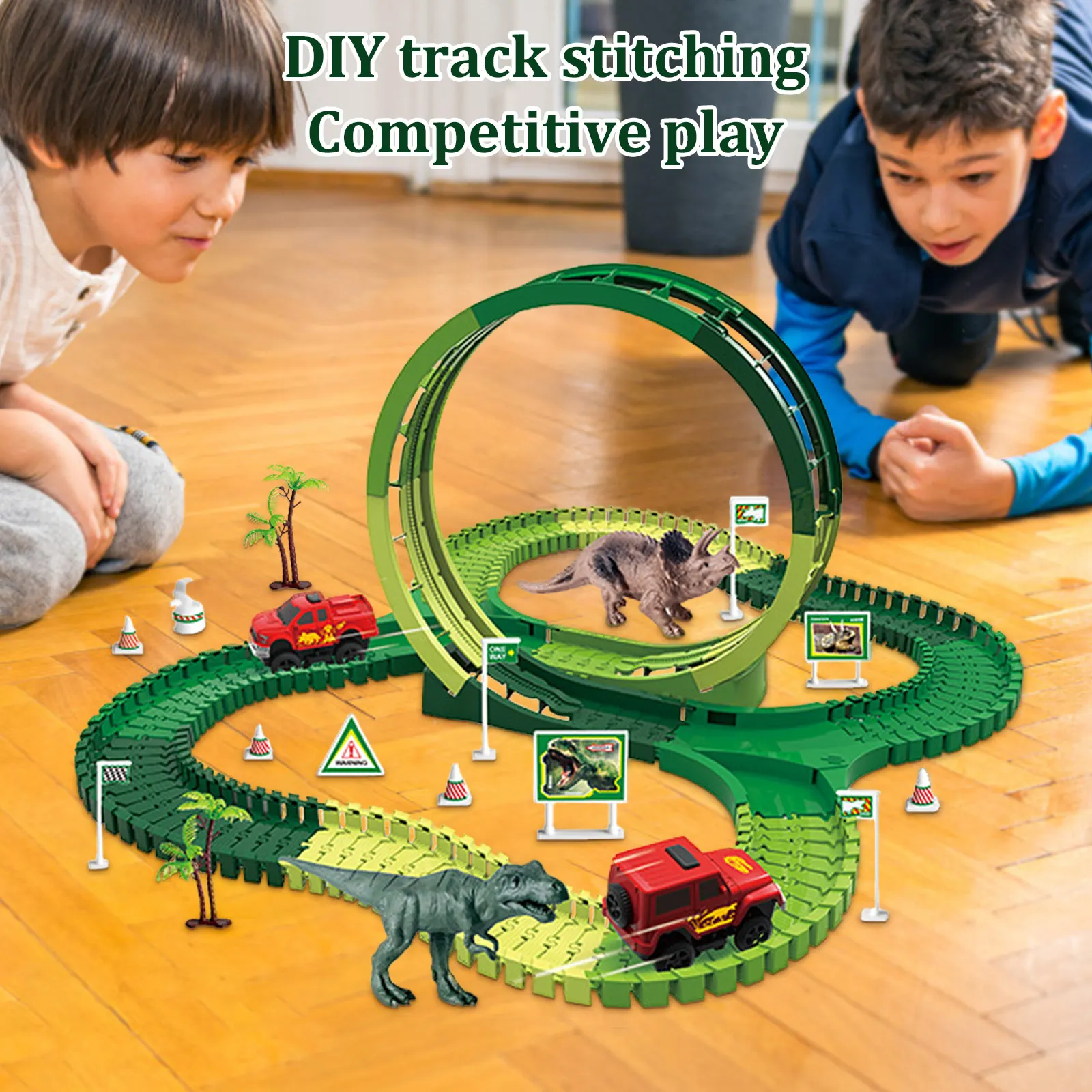 152 шт детский набор сделай сам гибкий динозавр железнодорожного пути гоночный