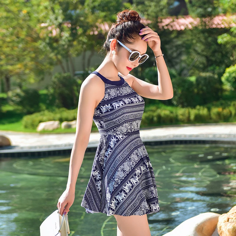 Горячая Высокая шея купальник в винтажном стиле одежда для плавания женщин