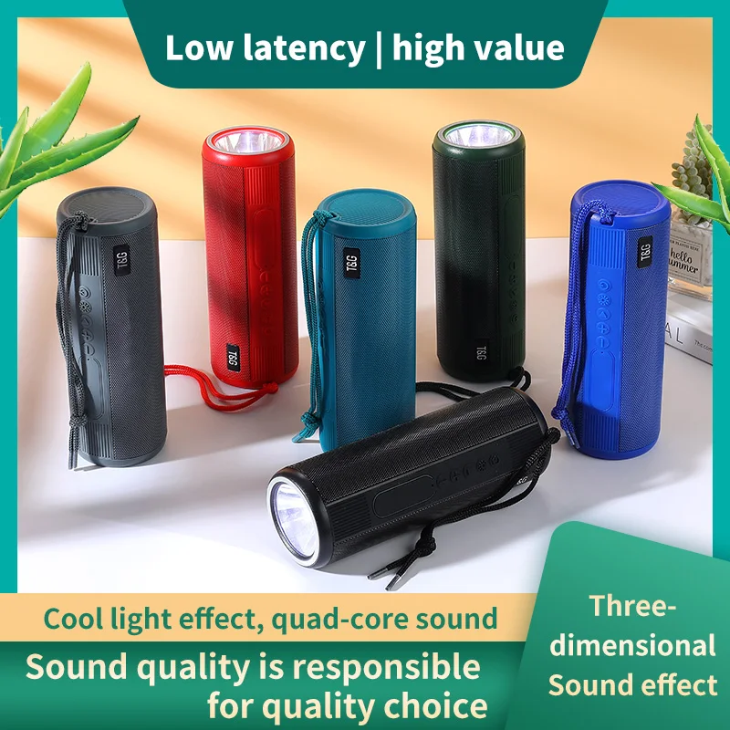 

TG635 Bluetooth Music Bass Speaker Waterproof Portable Outdoor LED Flashlight Wireless Column Loudspeaker Support TF Card FM