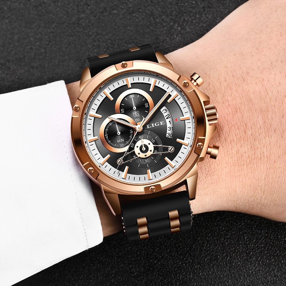 LIGE модные мужские часы топовые брендовые Роскошные многофункциональные