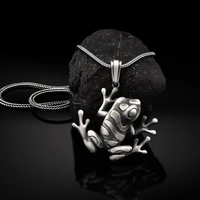 jungle frog pendant necklaces for women hip hop punk jewelry on the neck pure tin zodiac tag chain necklace men