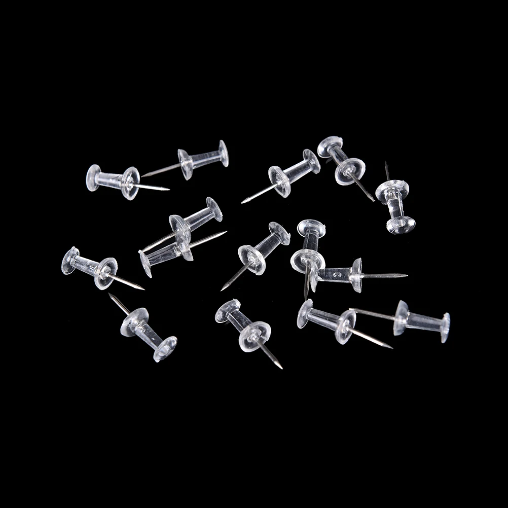 

40pcs/set Clear Transparent Plastic Tacks Push Pins Assorted Making Thumb Tacks Cork Board Office School Stationery Supplies