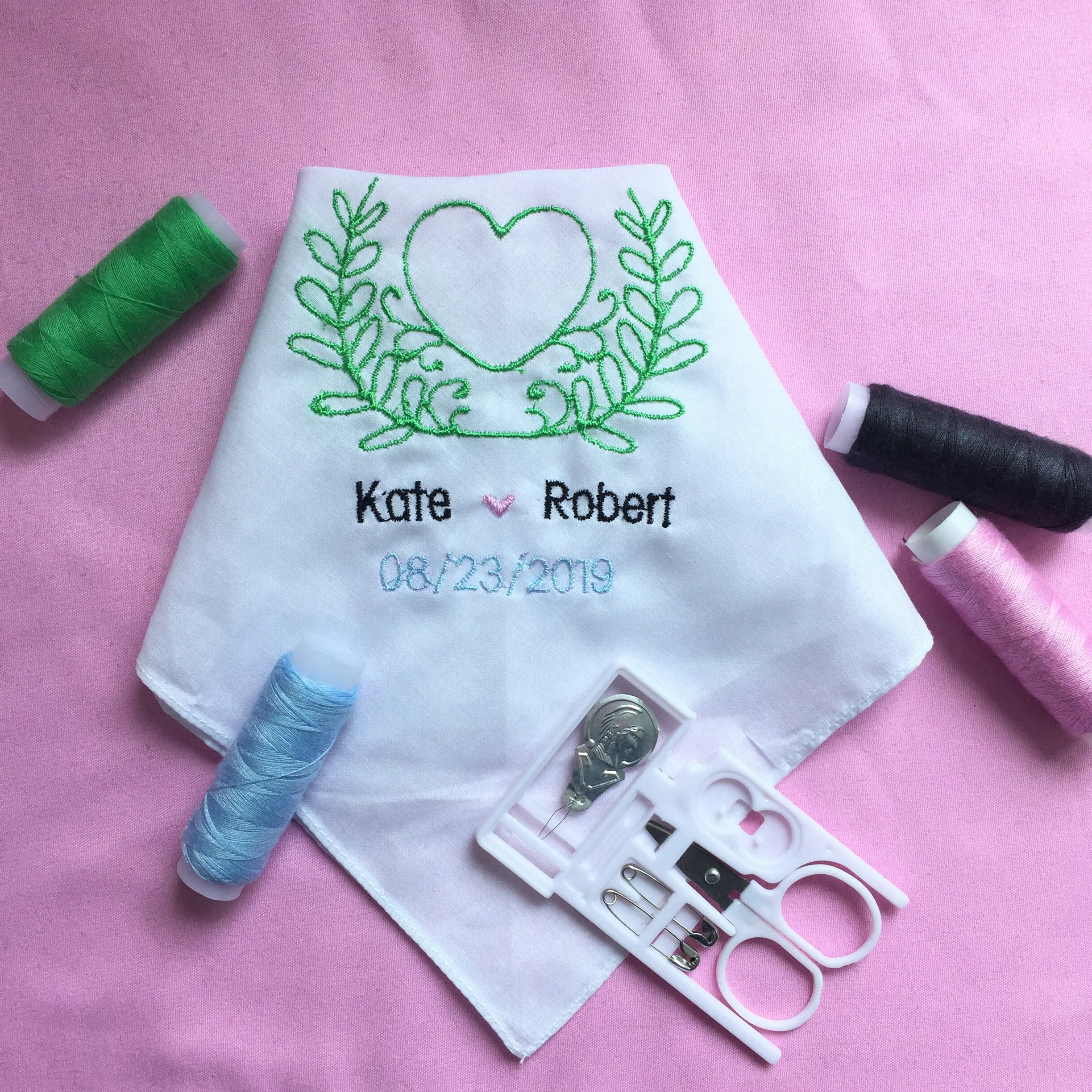 Свадебный носовой платок с вышивкой на заказ для невесты и жениха индивидуальное