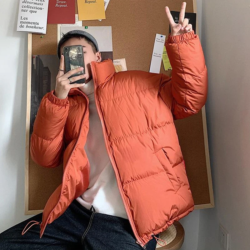 Men Harajuku Colorful Thicken Warm Coat Winter Jacket Mens Streetwear Hip Hop Parkas Korean Black Clothes Puffer Jackets Men