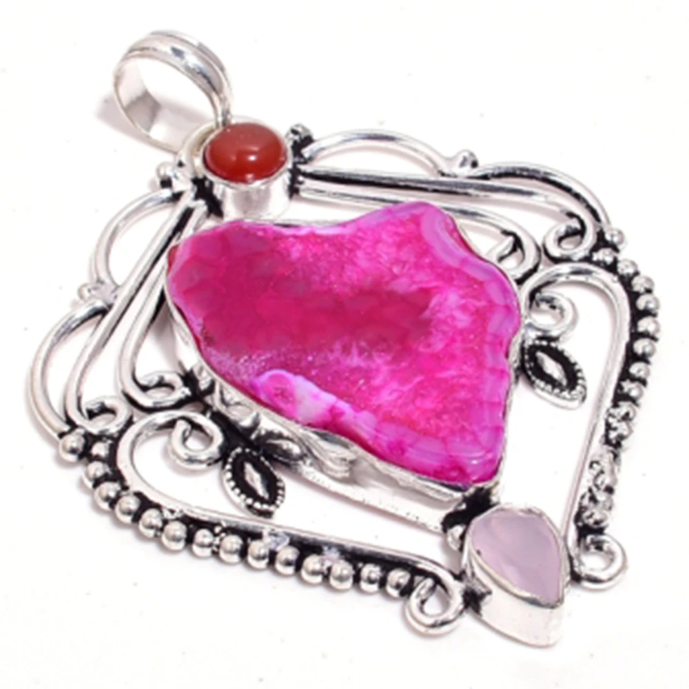 

Genuine Solar Agate + Carnelian Pendant Silver Overlay over Copper , Hand made Women Jewelry Gift, P8965