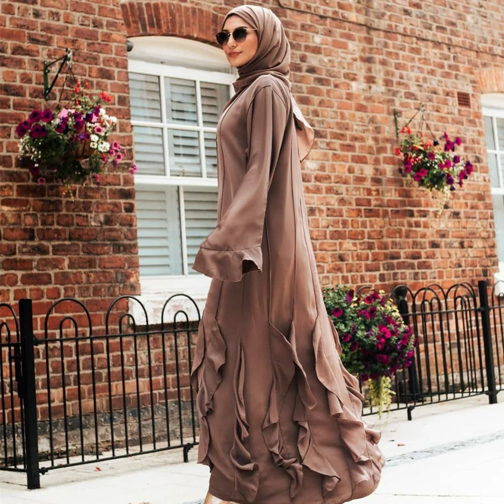 Рамадан Eid Djellaba Abaya кимоно Дубай Кафтан мусульманский кардиган Abayas Женский