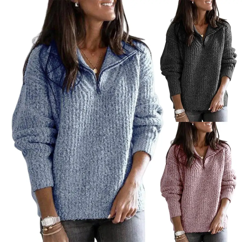 Модный Теплый Женский Осенний Одноцветный Свободный кардиган с длинным рукавом