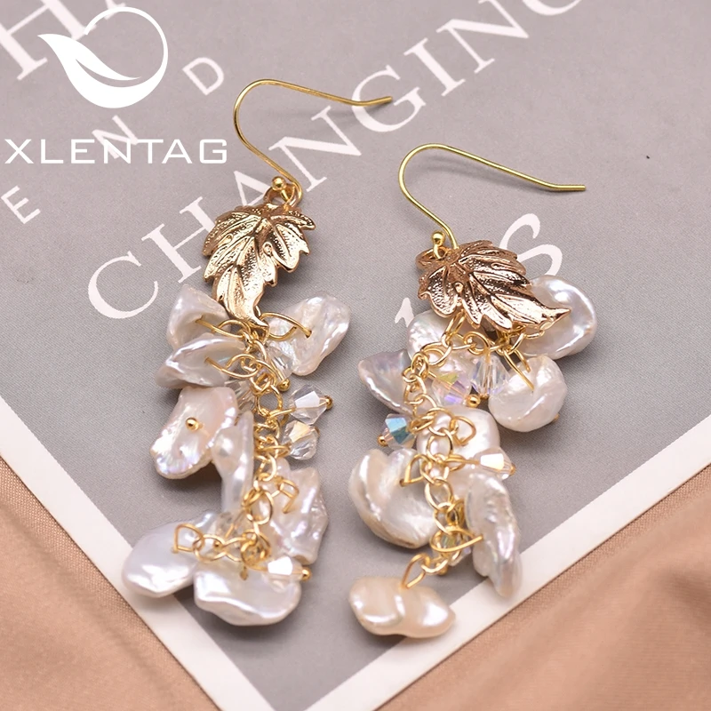 XlentAg натуральный пресноводный барочный жемчуг длинные висячие серьги с