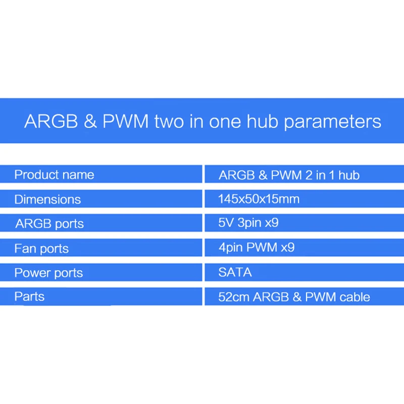 

5V 3pin ARGB and 4pin PWM 2 In 1 Hub Can Plug 9 Pcs ARGB Devices For Computer Desktop Cooling Fans Water Cooler Splitter Adapter