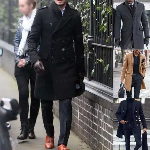 Новый классический двубортный черный мужской пиджак, твидовый приталенный зимний пиджак, повседневный темно-серый блейзер для мужчин