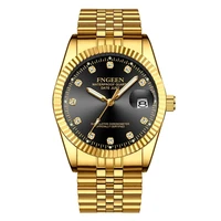 fngeen watch men fashion business rhinestone male clock mens quartz gold watches top brand luxury waterproof date wrist watch