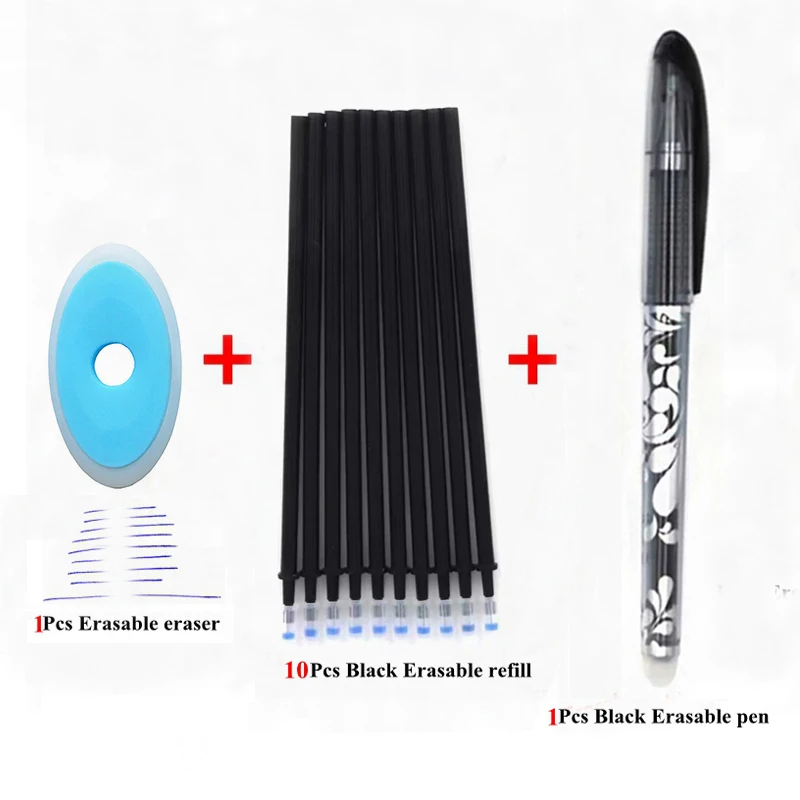 

Erasable Pen Set 0.5mm Blue Black Color Ink Writing Gel Pens Washable handle for School Office Stationery Supplies