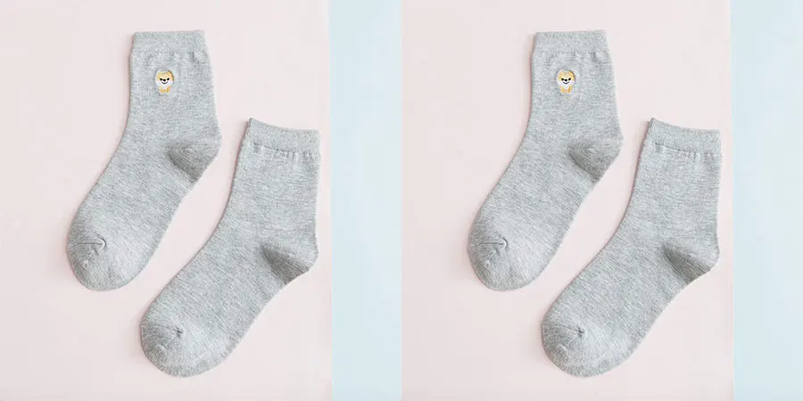 Grey Милые короткие носки с вышивкой из мультфильма для женщин/девочек, однотонные повседневные хлопковые носки до лодыжки, женские забавные носки - Цвет: Grey