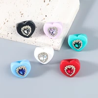 fashion resin acrylic heart shaped ring couple ring school childrens ring accessories women rings wedding ring