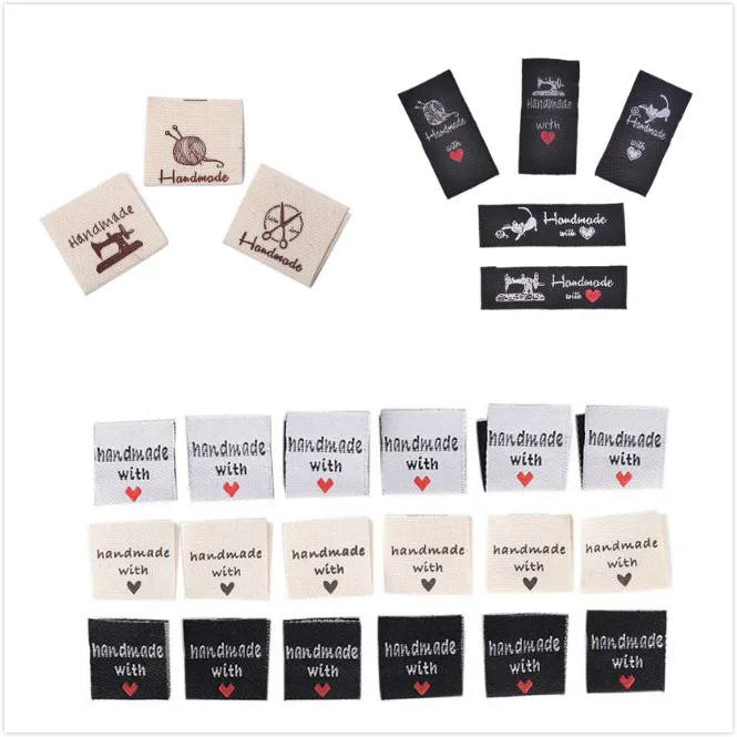 50 шт./лот моющиеся тканые этикетки ручной работы хлопковые бирки для одежды
