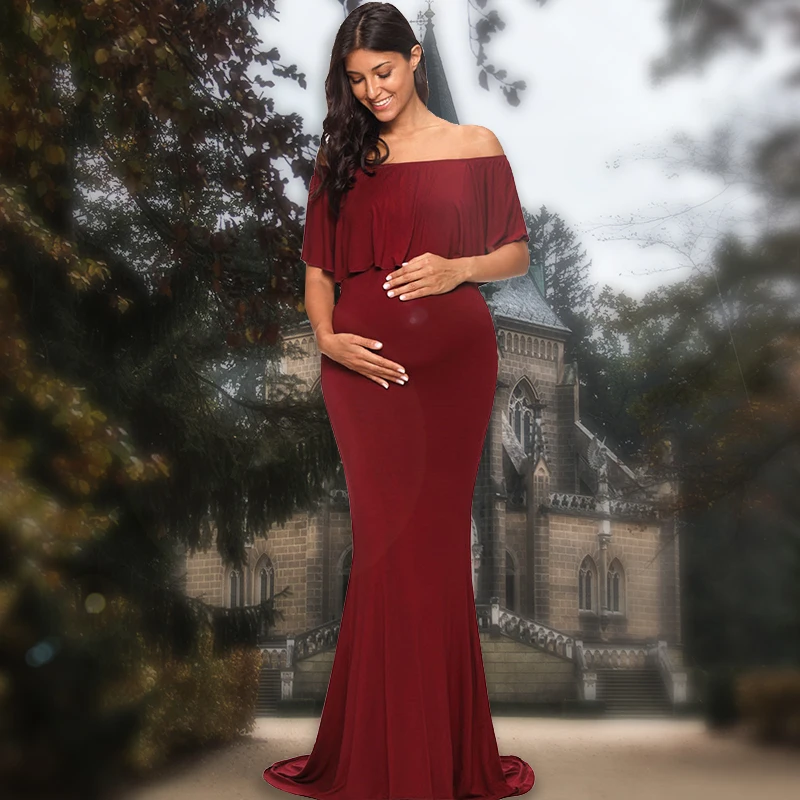 

Розовые платья с открытыми плечами и длинным рукавом для фотосъемки для беременных облегающее платье для беременных Вечерние платья для фо...