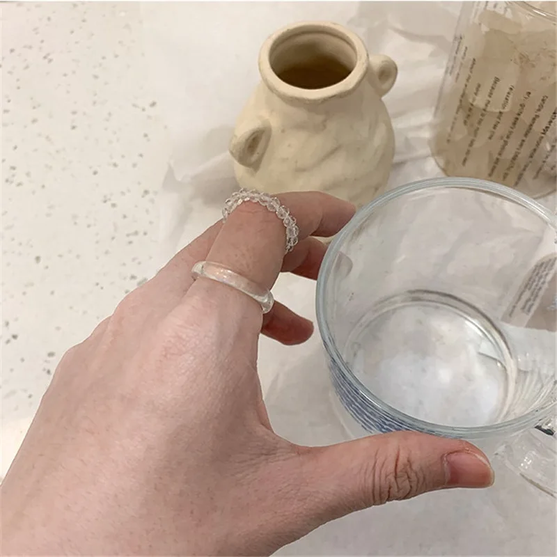 Handmade Korean Multi-Color Crystal Beads Ring for Women and Girls - Stretch Weave Stacked Party Jewelry image 4