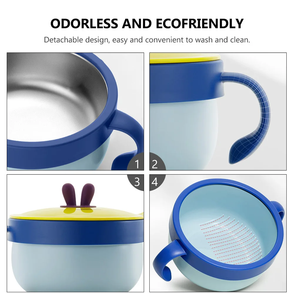 

Stainless Steel Bowl Anti-scald Baby Feeding Bowl Practical Suction Cup Bowl