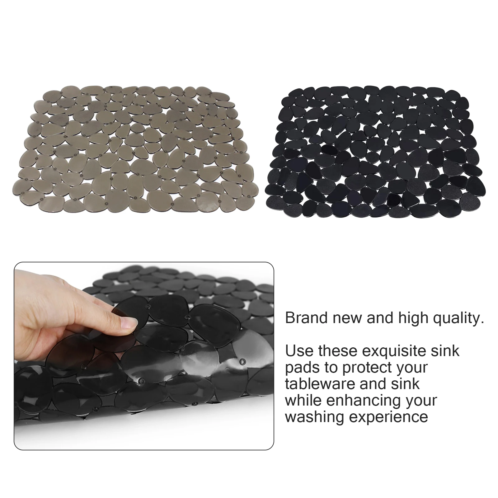 

Kitchen Sink Dish Drying Mats Soft Plastic Sink Protector Pebble Design Sink Protector Table Pads 30*40cm Adjustable Placemats