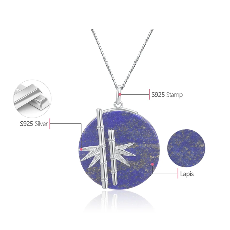 Женский кулон Свежий бамбук Lotus Fun изящный без цепочки ручного изготовления из