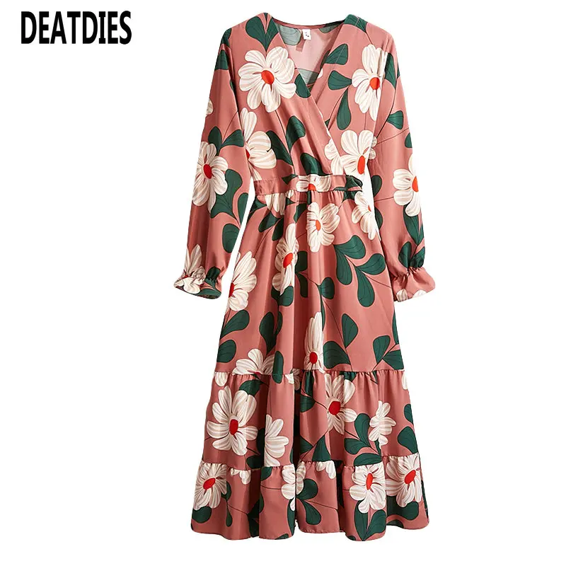 Новое поступление корейского осенне зимнего платья для дам с принтом фонаря