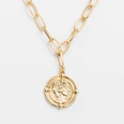 Женское винтажное ожерелье с подвеской в виде монеты с гравировкой