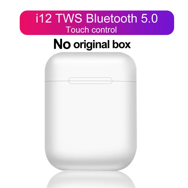 No Retail box i12 TWS Беспроводная гарнитура Bluetooth 5,0 сенсорные спортивные стерео наушники для iPhone Xiaomi huawei samsung Android Phone - Цвет: No Retail box