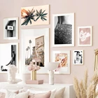 Кокосовое дерево дом блестящие джинсы девушка картофель стена искусство холст живопись скандинавские плакаты и принты стены картины для гостиной Декор