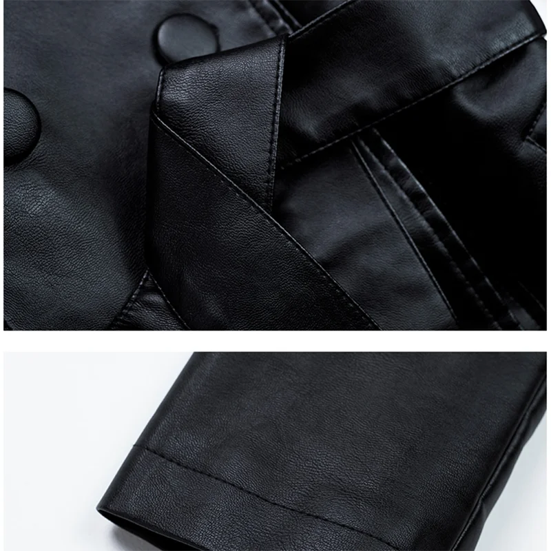 Специальный размер 5XL Женская Весенняя кожаная куртка средней длины