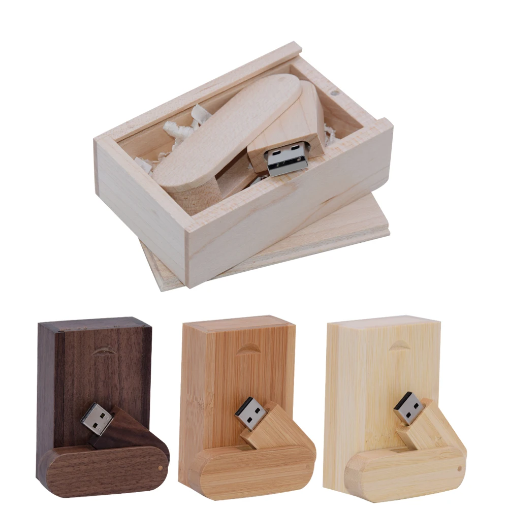 

USB-флеш-накопитель деревянный в коробке, 64/32 ГБ, с логотипом на заказ