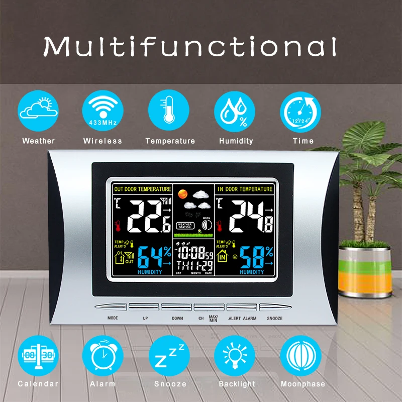 JIMEI H102G-цвет RF 433 МГц Беспроводная фотоцифровая метеостанция с термометром