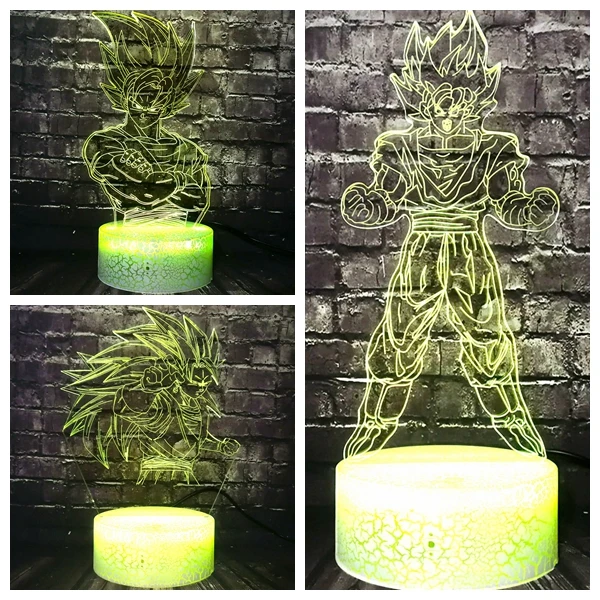Японский аниме Dragon Ball Wukong Saiyan 7 цветов светодиодный светильник с