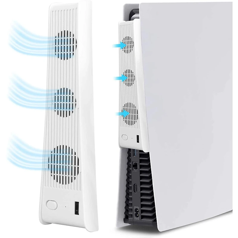 

2PCS Cooling Fan, Host Cooling for PS5 with 3-Fan External USB Cooler Game External Accessories for PS5 Digital Edition