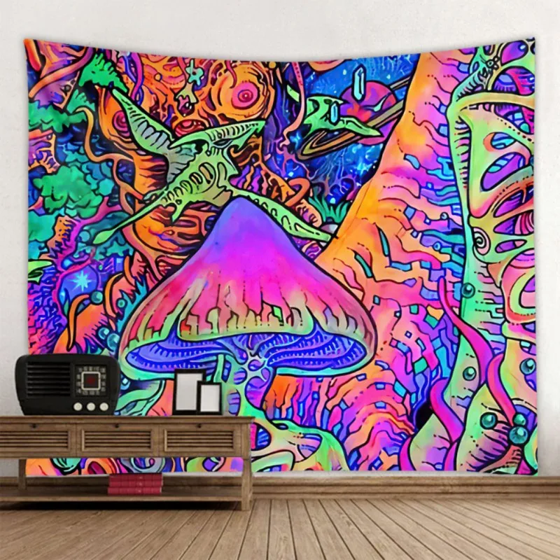 

s Psychedelic Tapestry Mushroom Tapestry Trippy Tapestry Magic Forest Wall Hanging 60
