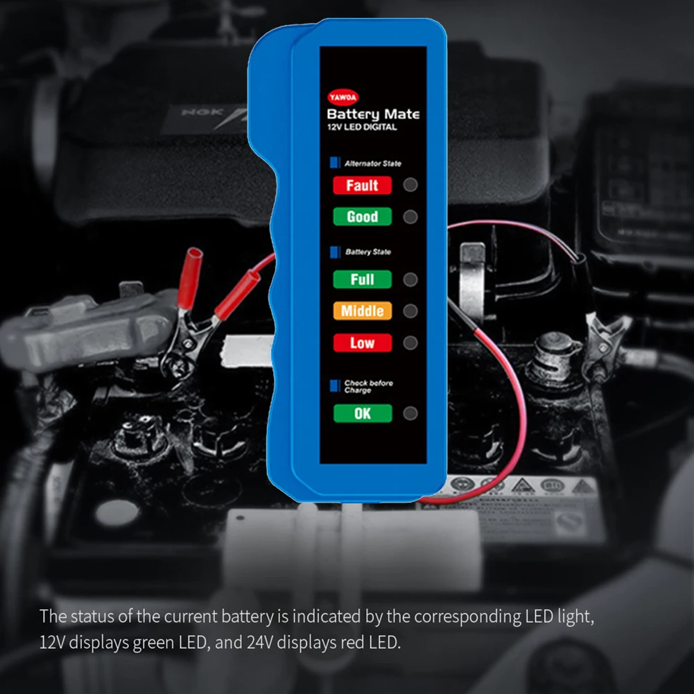 12 В автомобильный тестер батареи детектор 6 светодиодный дисплей Цифровой