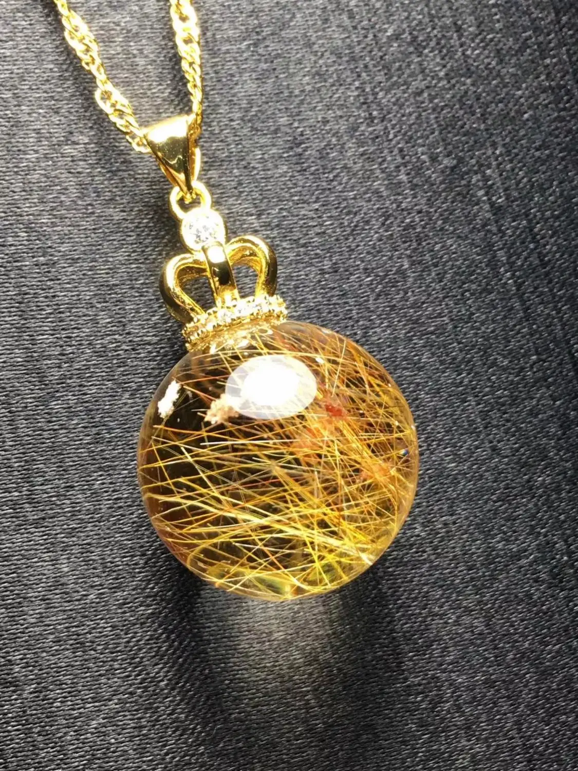 Натуральный Золотой рутилированный кварцевый кулон 19 мм шариковая форма для