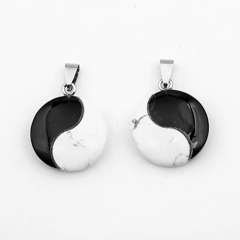 1 шт 25 мм круглый натуральный камень подвеска Yin Yang Tai Chi Fengshui мм|stone pendant|natural stone