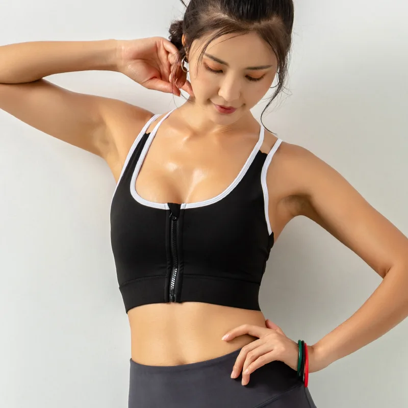 

Sports Bra Female Runners Gather Stereotypes Yoga Tops Beauty Back Gym Zipper Buckle Vest Can Be Worn Outside