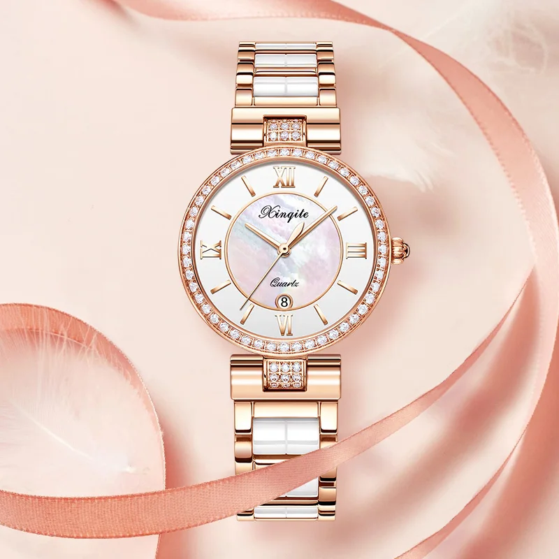 Женские часы 2019 брендовые Роскошные женские кварцевые наручные с вставками