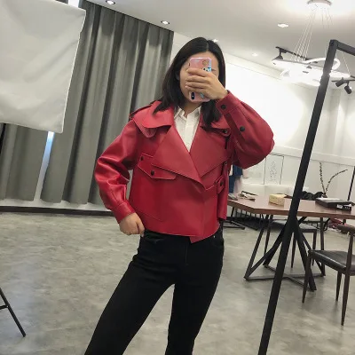 2021 nuevas de cuero chaqueta de las mujeres de piel de oveja chaqueta