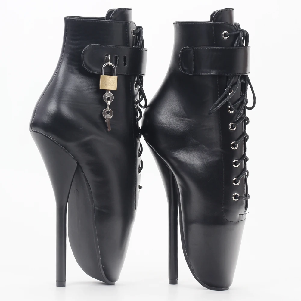 Online Sepatu Balet Dapat Dikunci Gaya Baru Sepatu Ujung Runcing Hak Tinggi 18CM Sepatu Fetish Seksi Ukuran 36-46
