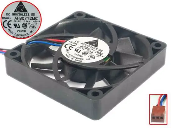Серверный охлаждающий вентилятор Delta Electronics AFB0712MC S01P, постоянный ток 12 В, 0,24 А, 70x70x15 мм, 3-проводной