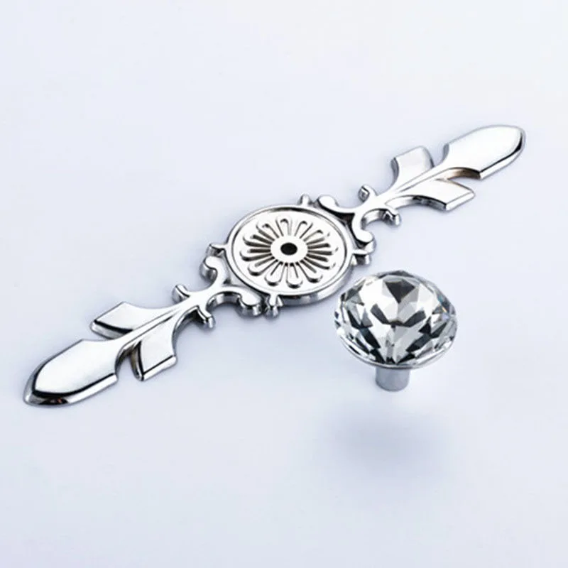 Серебристые хрустальные шариковые ручки для шкафов фурнитура дверей мебельные