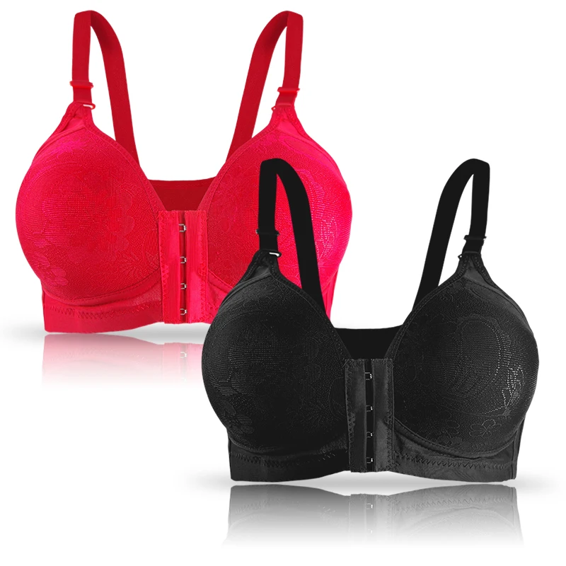 

2PCS Bras for Women Fashion Wireless Bra Sexy Front Bralette Women Underwear Buckle Female Plus Size Bra Wireless Push Up Bra