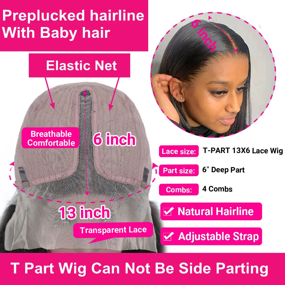 

Brazilian Straight 13x4 HD Transparent Lace Front Human Hair Wigs For Women 30 Inch Pre Plucked Remy 13x6x1/4x4 Lace Closure Wig
