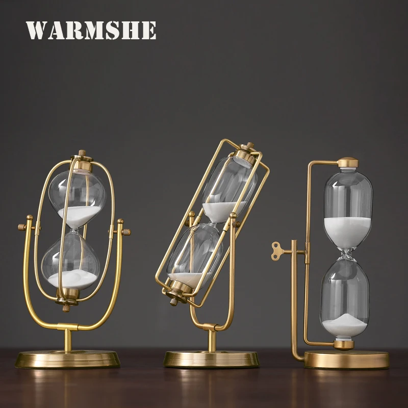 

European Retro Sand Timer 360° Rotating Hourglass 30/60min Large Metal Sand Clock for Wedding Office Home Decor Vintage Timer