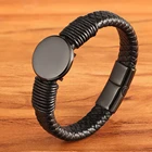 Круглый Большой аксессуар, мужской роскошный кожаный браслет, Многоцветный выбор, черный кожаный ручной работы, классический подарок на день рождения, распродажа