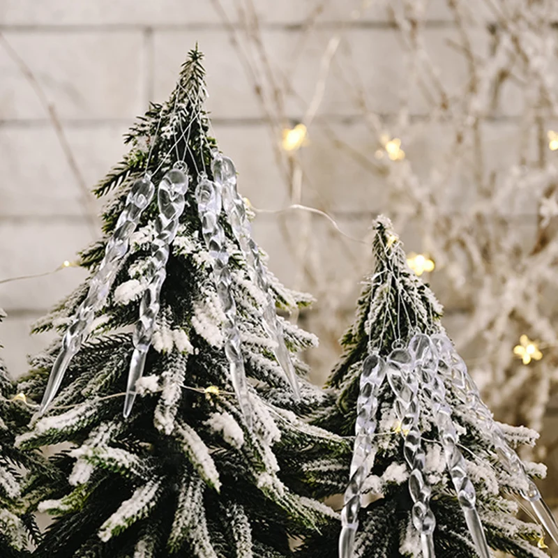 

12pcs 13cm Christmas Simulation Ice Xmas Tree Hanging Ornament Fake Icicle Winter Party Christmas Home Decor TH
